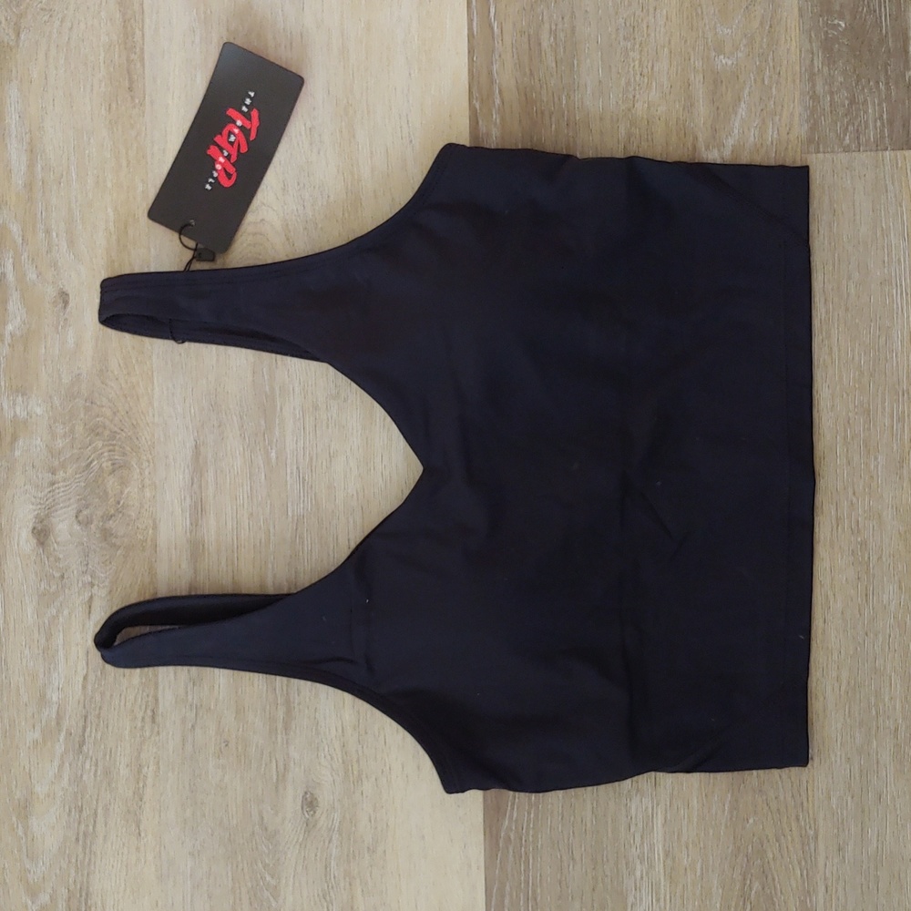 NWT The Gym People Women's Black Tank Padded Sports Bra Size S